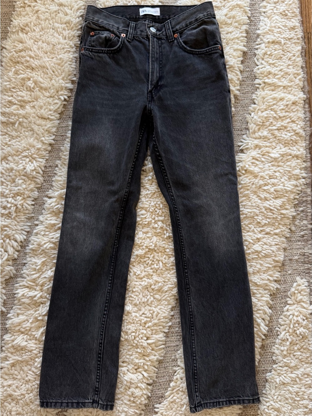 Zara Washed Black Straight Jeans